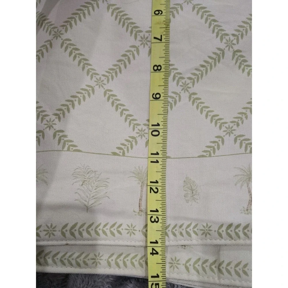 Set of 8 Tropical Palm Tree Botanical Leaf Green Cream Rectangular Placemats